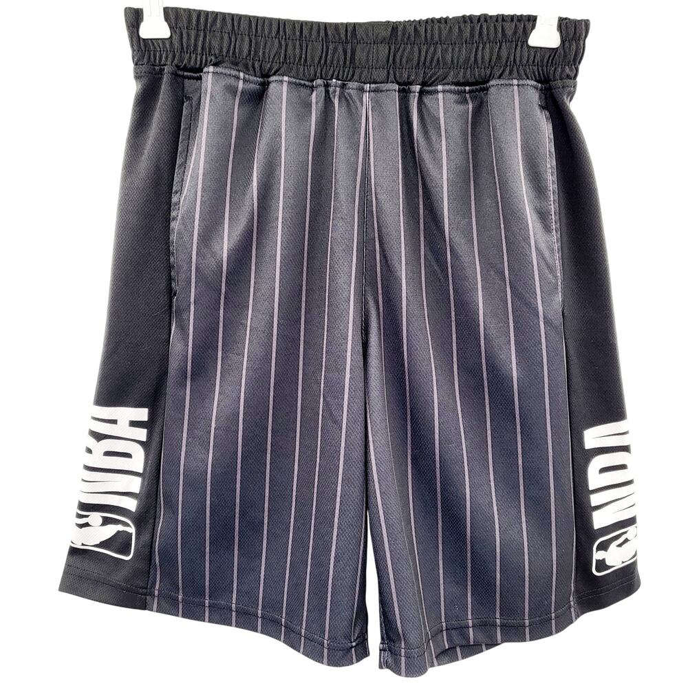 NBA Brooklyn Nets Black Athletic Striped Logo Basketball Shorts Pockets Men's M